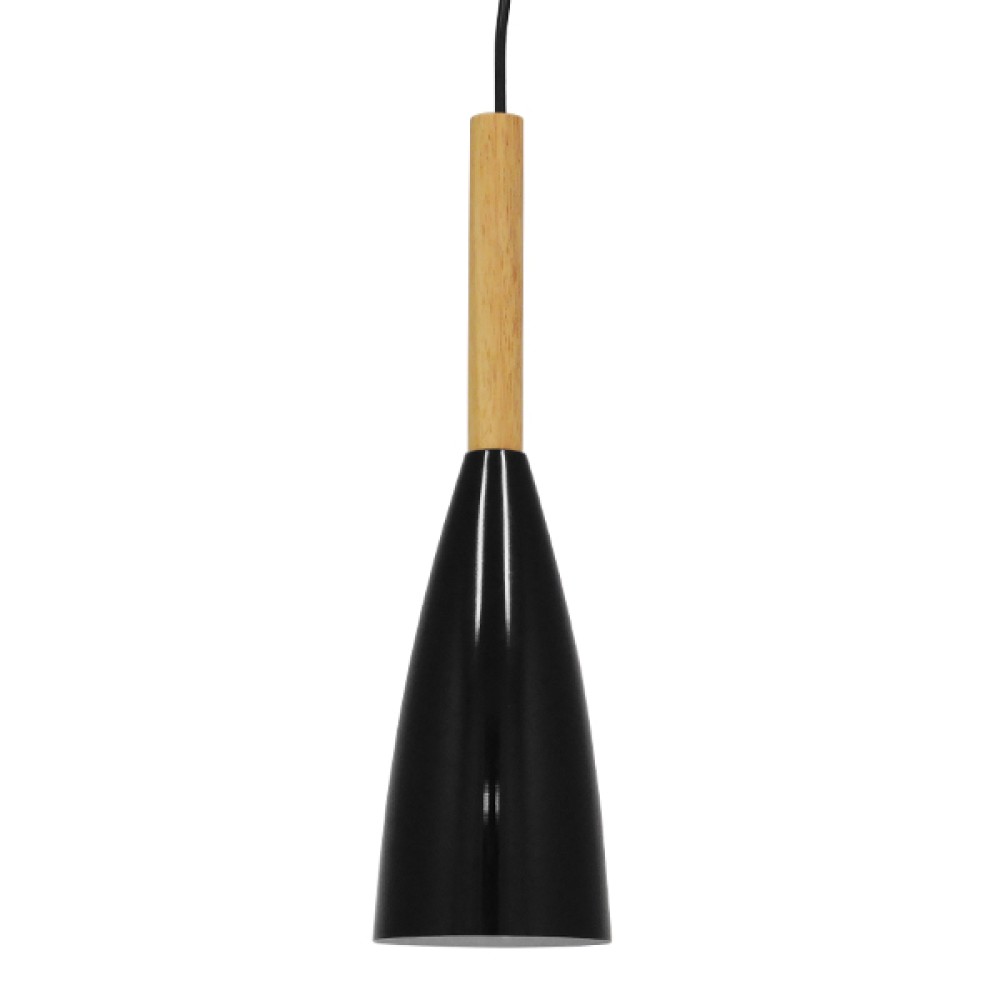 GloboStar® DILLON 00877 Μοντέρνο Κρεμαστό Φωτιστικό Καμπάνα Μονόφωτο 1 x E27 IP20 Μαύρο Μέταλλο - Μ11 x Π11 x Υ36cm