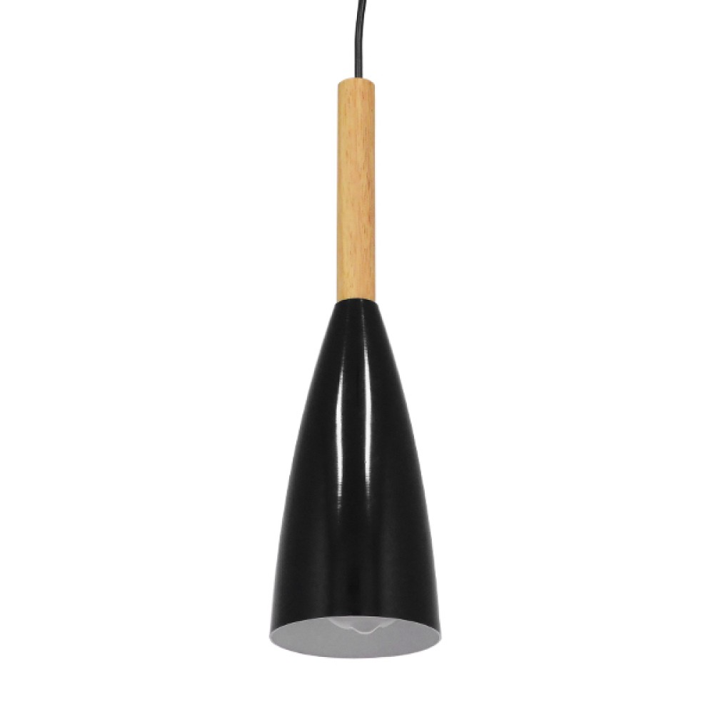 GloboStar® DILLON 00877 Μοντέρνο Κρεμαστό Φωτιστικό Καμπάνα Μονόφωτο 1 x E27 IP20 Μαύρο Μέταλλο - Μ11 x Π11 x Υ36cm