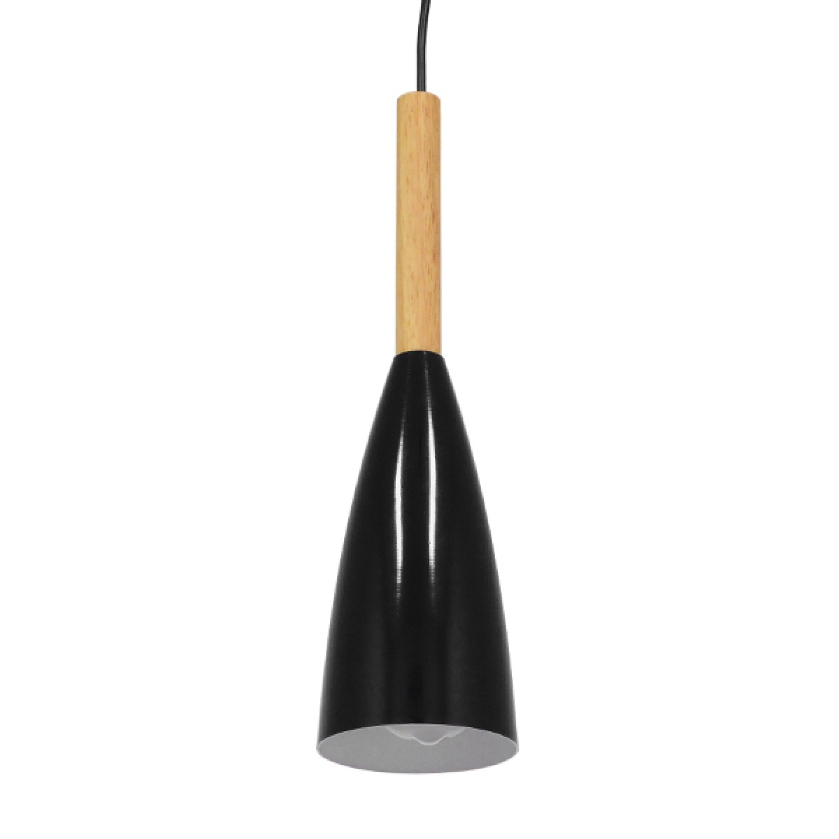 GloboStar® DILLON 00877 Μοντέρνο Κρεμαστό Φωτιστικό Καμπάνα Μονόφωτο 1 x E27 IP20 Μαύρο Μέταλλο - Μ11 x Π11 x Υ36cm