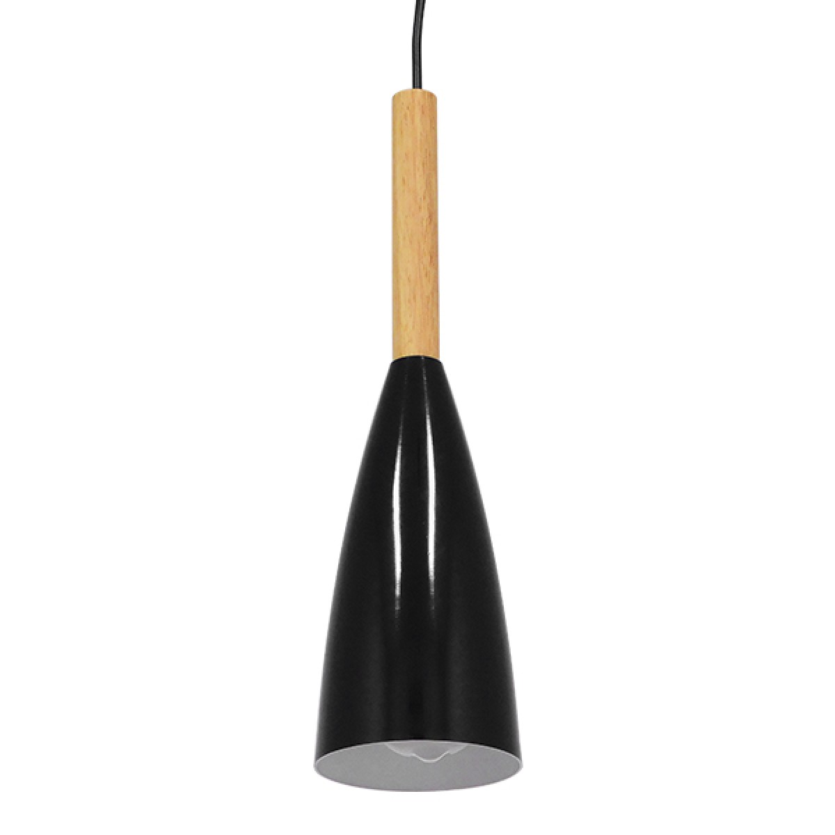 GloboStar® DILLON 00877 Μοντέρνο Κρεμαστό Φωτιστικό Καμπάνα Μονόφωτο 1 x E27 IP20 Μαύρο Μέταλλο - Μ11 x Π11 x Υ36cm