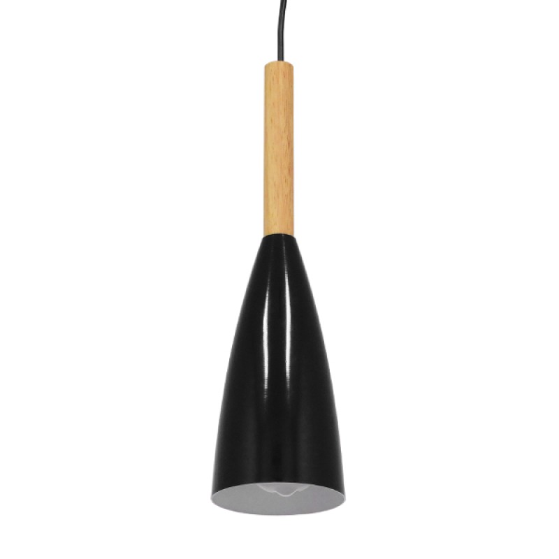 GloboStar® DILLON 00877 Μοντέρνο Κρεμαστό Φωτιστικό Καμπάνα Μονόφωτο 1 x E27 IP20 Μαύρο Μέταλλο - Μ11 x Π11 x Υ36cm
