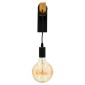 GloboStar® KELA 00880 Μοντέρνο Επιτοίχιο Φωτιστικό Απλίκα Μονόφωτο 1 x E27 IP20 Μαύρο Μέταλλο με Μπεζ Ξύλο - Μ6.5 x Π18 x Υ30cm