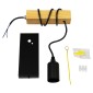 GloboStar® KELA 00880 Μοντέρνο Επιτοίχιο Φωτιστικό Απλίκα Μονόφωτο 1 x E27 IP20 Μαύρο Μέταλλο με Μπεζ Ξύλο - Μ6.5 x Π18 x Υ30cm