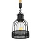 GloboStar® MASON 00881 Vintage Κρεμαστό Φωτιστικό Ανάρτηση Μονόφωτο 1 x E27 IP20 Μαύρο Μέταλλο με Μπεζ Σχοινί - Μ15 x Π15 x Υ24cm