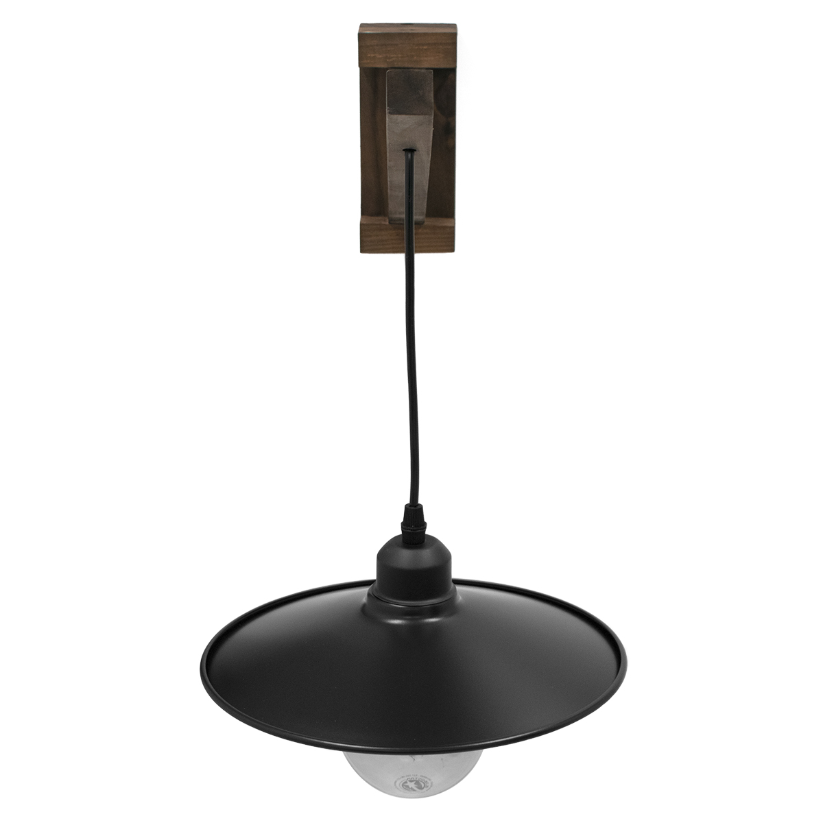 GloboStar® JONAS 00882 Vintage Επιτοίχιο Φωτιστικό Απλίκα Μονόφωτο 1 x E27 IP20 Καφέ Ξύλο με Μαύρο Μέταλλο - Μ26 x Π50 x Υ50cm
