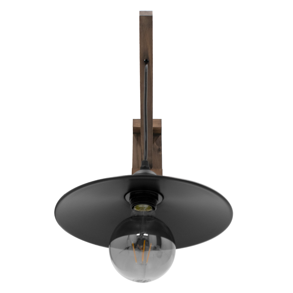 GloboStar® JONAS 00882 Vintage Επιτοίχιο Φωτιστικό Απλίκα Μονόφωτο 1 x E27 IP20 Καφέ Ξύλο με Μαύρο Μέταλλο - Μ26 x Π50 x Υ50cm
