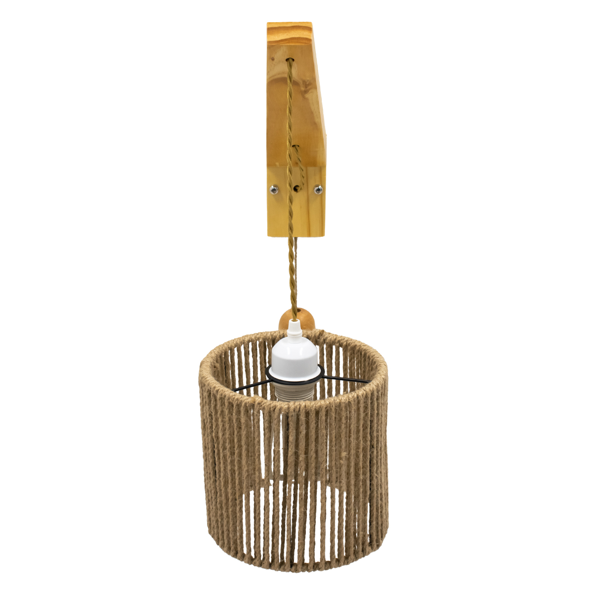 GloboStar® CASTI 00886 Vintage Επιτοίχιο Φωτιστικό Απλίκα Μονόφωτο 1 x E27 IP20 Μπεζ Ξύλο με Καφέ Σχοινί - Μ19 x Π35 x Υ85cm