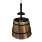 GloboStar® CEBU 00889 Vintage Κρεμαστό Φωτιστικό Καπέλο Τρίφωτο 3 x E27 IP20 Μαύρο Μέταλλο με Καφέ Ξύλο - Μ55.5 x Π18.5 x Y210cm