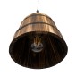 GloboStar® CEBU 00889 Vintage Κρεμαστό Φωτιστικό Καπέλο Τρίφωτο 3 x E27 IP20 Μαύρο Μέταλλο με Καφέ Ξύλο - Μ55.5 x Π18.5 x Y210cm