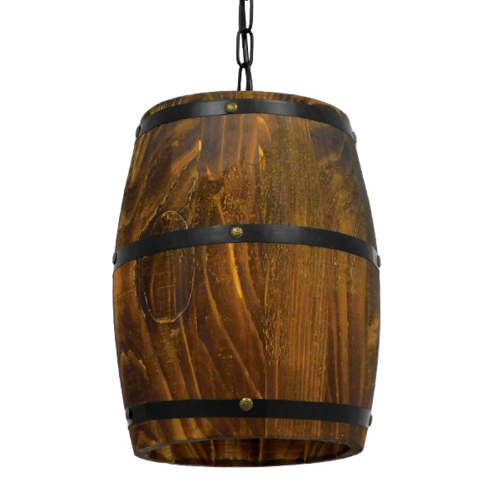 GLOBOSTAR® BARREL 00890 Vintage Κρεμαστό Φωτιστικό Οροφής με Ντουί 1 x E27 AC 220-240V IP20 - Καφέ - Μ22 x Π22 x Υ29cm