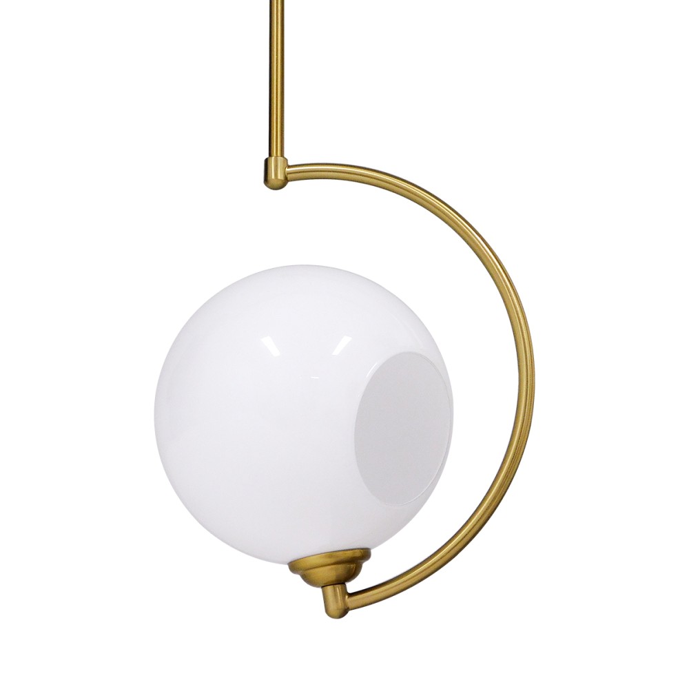 GloboStar® ISLA 00898 Μοντέρνο Φωτιστικό Οροφής Μπάλα Μονόφωτο 1 x E27 IP20 Χρυσό Μέταλλο με Λευκό Γυαλί - Μ20 x Π20 x Υ33cm