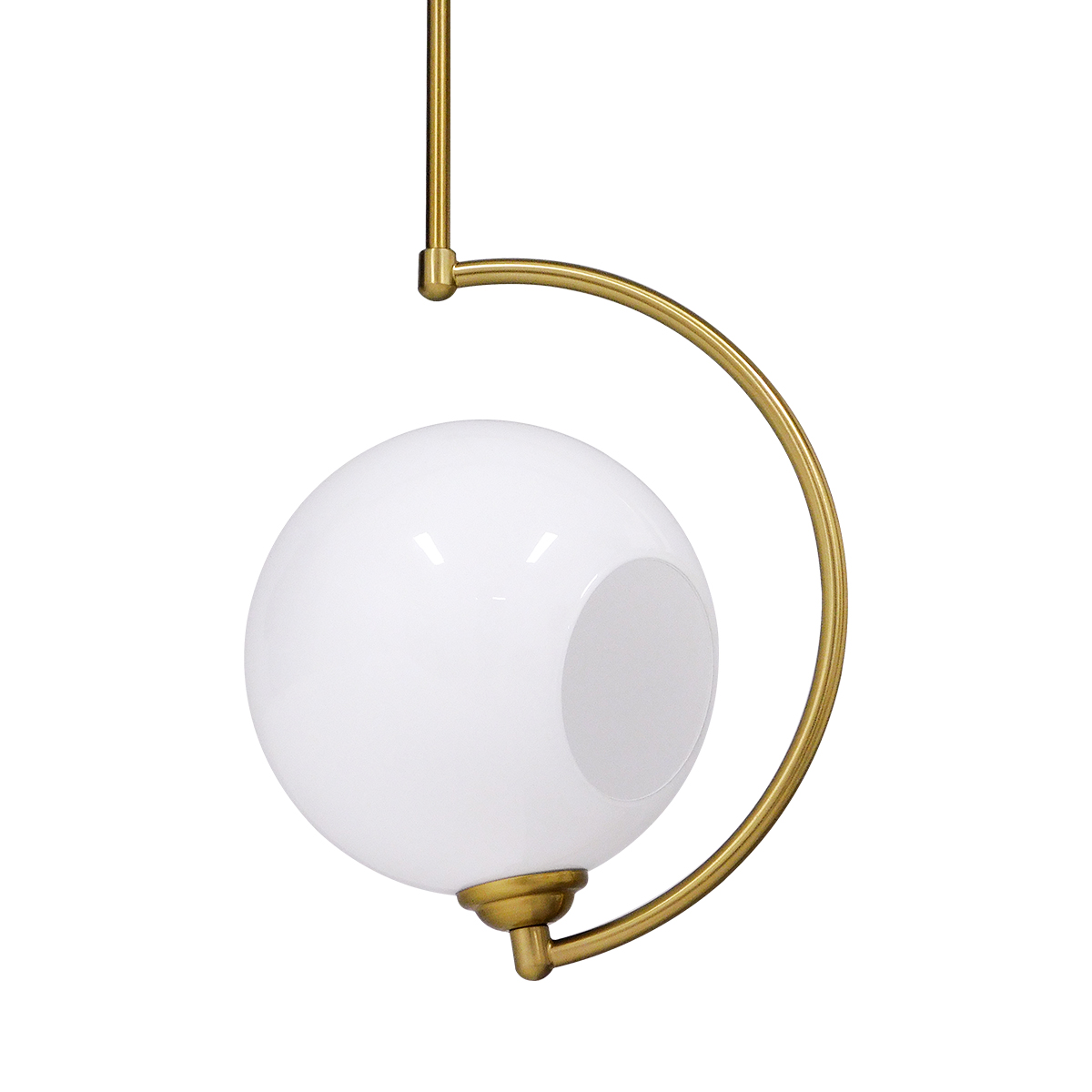 GloboStar® ISLA 00898 Μοντέρνο Φωτιστικό Οροφής Μπάλα Μονόφωτο 1 x E27 IP20 Χρυσό Μέταλλο με Λευκό Γυαλί - Μ20 x Π20 x Υ33cm