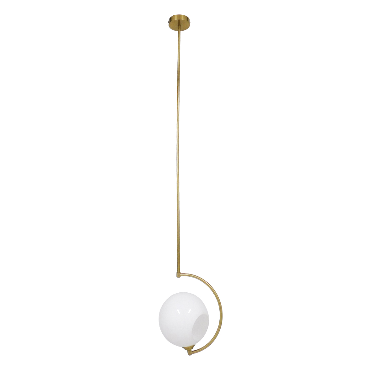 GloboStar® ISLA 00898 Μοντέρνο Φωτιστικό Οροφής Μπάλα Μονόφωτο 1 x E27 IP20 Χρυσό Μέταλλο με Λευκό Γυαλί - Μ20 x Π20 x Υ33cm
