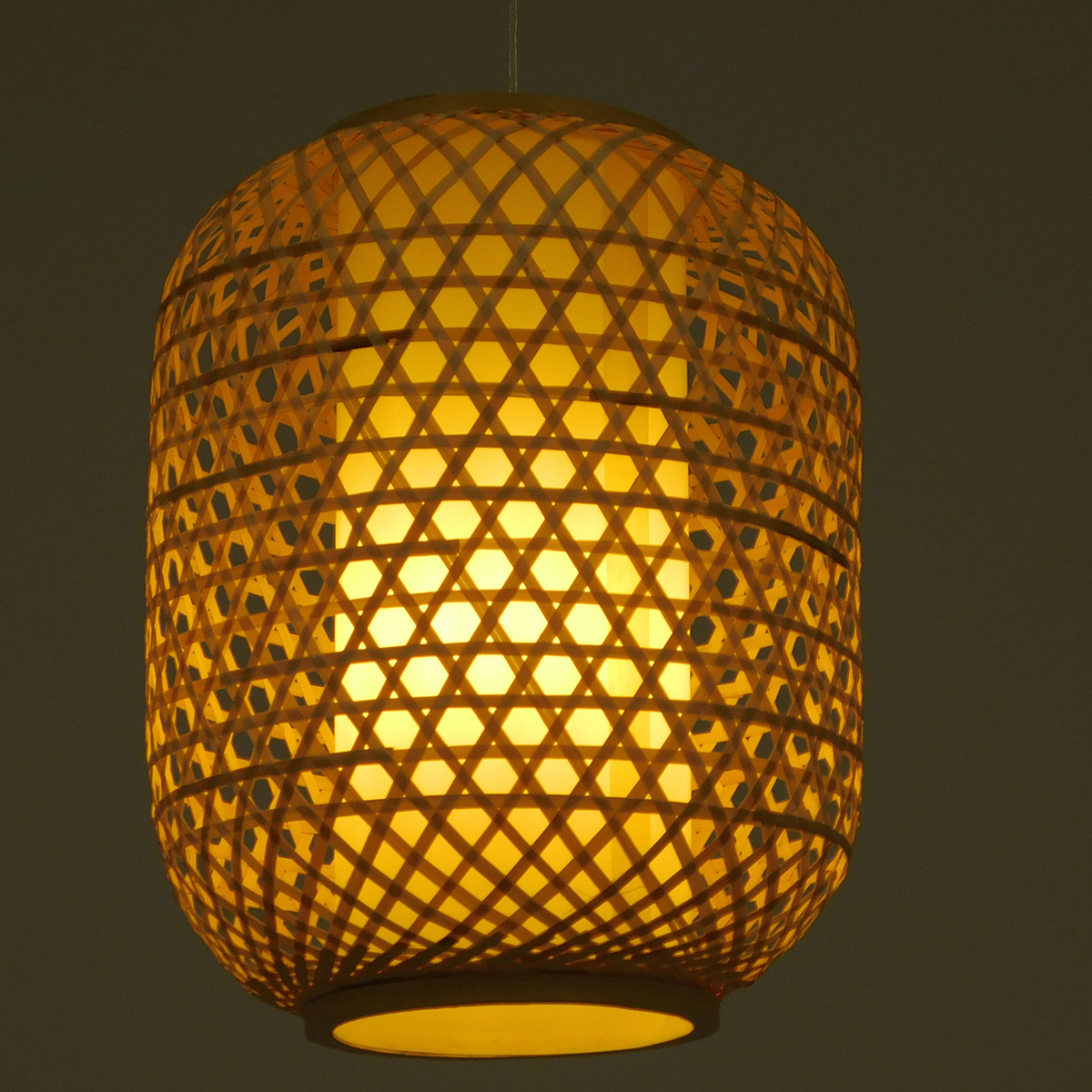 GloboStar® MAURITIUS 00899 Boho Κρεμαστό Φωτιστικό Ανάρτηση Μονόφωτο 1 x E27 IP20 Μπεζ Ξύλο - Μ30 x Π30 x Υ40cm
