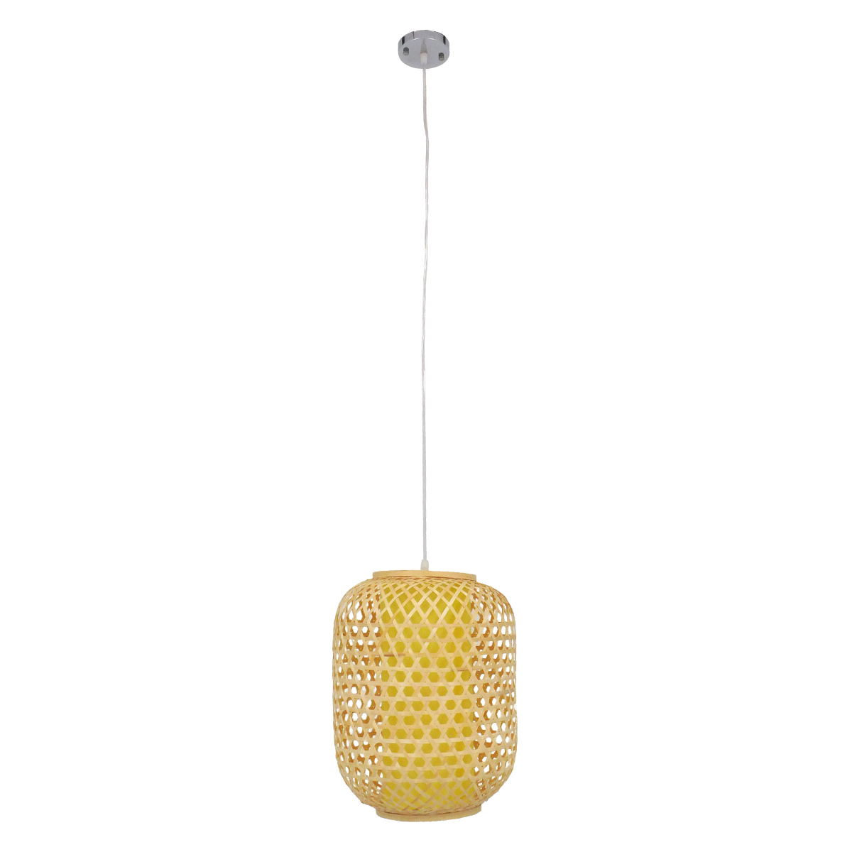 GloboStar® MAURITIUS 00899 Boho Κρεμαστό Φωτιστικό Ανάρτηση Μονόφωτο 1 x E27 IP20 Μπεζ Ξύλο - Μ30 x Π30 x Υ40cm