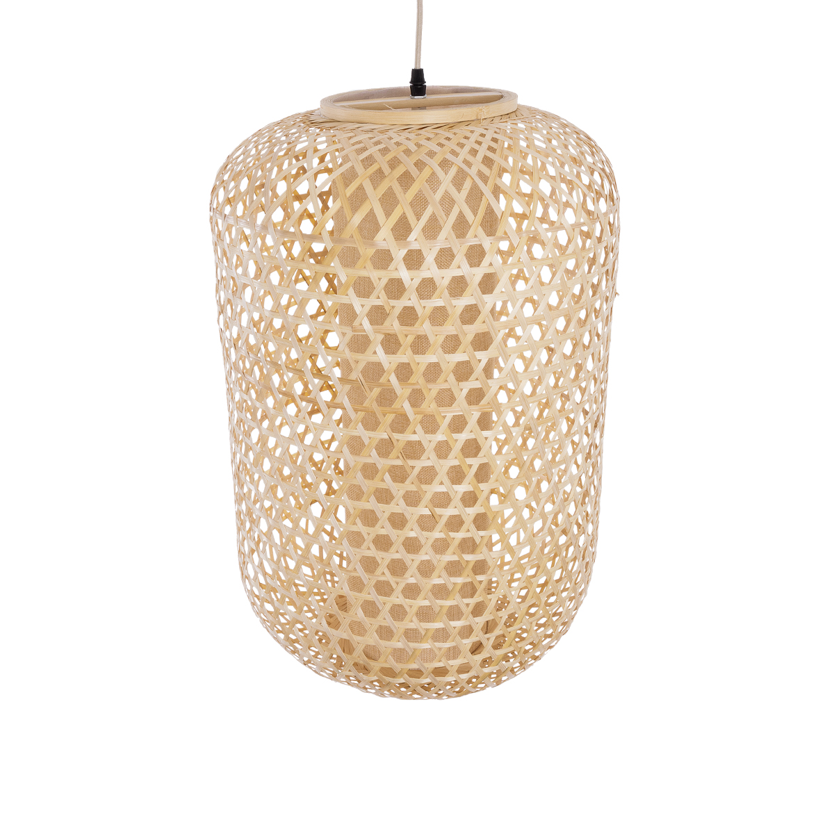GloboStar® MAURITIUS 00901 Boho Κρεμαστό Φωτιστικό Ανάρτηση Μονόφωτο 1 x E27 IP20 Μπεζ Ξύλο - Μ40 x Π40 x Υ60cm