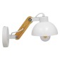 GloboStar® GRANT 00903 Μοντέρνο Επιτοίχιο Φωτιστικό Απλίκα Μονόφωτο 1 x E27 IP20 Λευκό Μέταλλο με Μπεζ Ξύλο - Μ15 x Π36 x Υ12cm