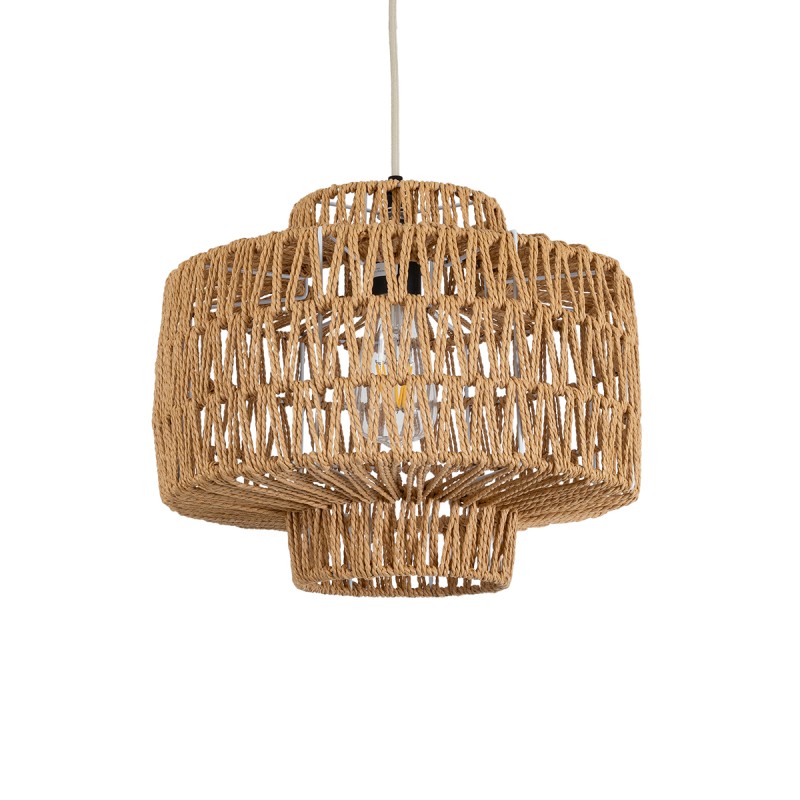 GLOBOSTAR® JENSON 00909 Boho Κρεμαστό Φωτιστικό Οροφής με Ντουί 1 x E27 AC 220-240V IP20 - Μπεζ - Μ33 x Π33 x Υ35cm
