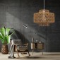 GloboStar® JENSON 00909 Boho Κρεμαστό Φωτιστικό Πλέγμα Μονόφωτο 1 x E27 IP20 Μπεζ Σχοινί - Μ33 x Π33 x Y35cm