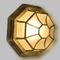 GloboStar® RUBY 00914 Vintage Φωτιστικό Πλαφονιέρα Οροφής Μονόφωτο 1 x E27 IP20 Μπρούτζινο Μέταλλο με Λευκό Γυαλί - Μ27 x Π27 x Υ12cm