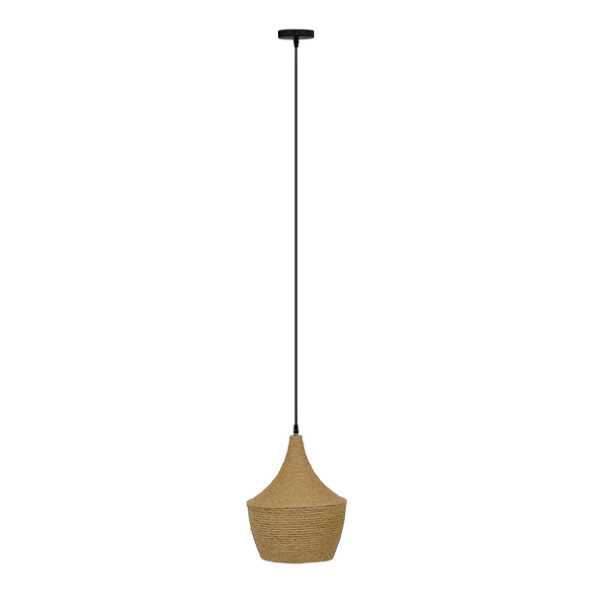 GloboStar® SHANGHAI ROPE 00916 Boho Κρεμαστό Φωτιστικό Καμπάνα Μονόφωτο 1 x E27 IP20 Μπεζ Σχοινί - Μ24 x Π24 x Υ30cm