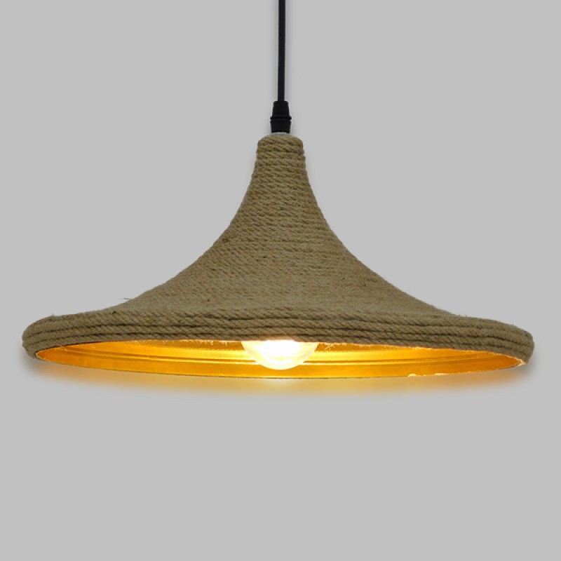 GLOBOSTAR® SHANGHAI ROPE 00917 Boho Κρεμαστό Φωτιστικό Οροφής με Ντουί 1 x E27 AC 220-240V IP20 - Μπεζ - Μ37 x Π37 x Υ20cm