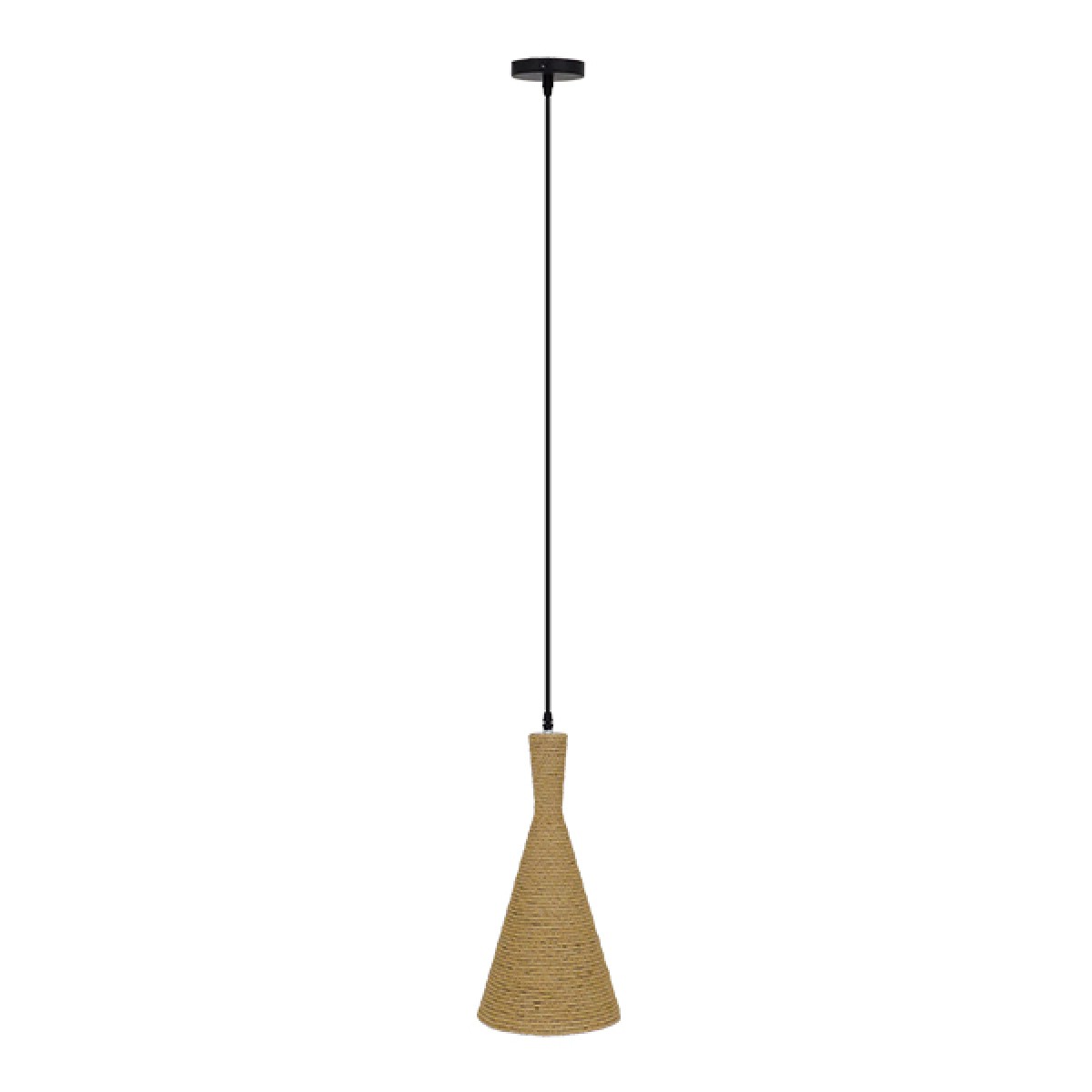 GloboStar® SHANGHAI ROPE 00918 Boho Κρεμαστό Φωτιστικό Καμπάνα Μονόφωτο 1 x E27 IP20 Μπεζ Σχοινί - Μ20 x Π20 x Υ39cm