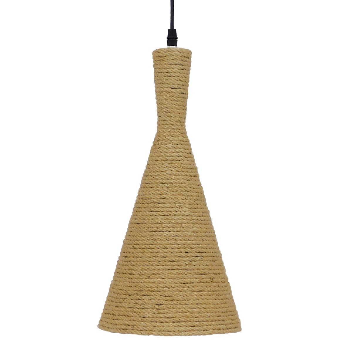GloboStar® SHANGHAI ROPE 00918 Boho Κρεμαστό Φωτιστικό Καμπάνα Μονόφωτο 1 x E27 IP20 Μπεζ Σχοινί - Μ20 x Π20 x Υ39cm