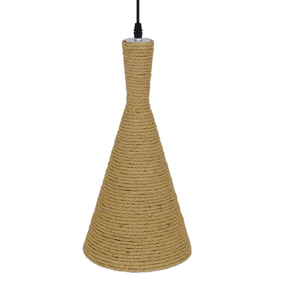 GloboStar® SHANGHAI ROPE 00918 Boho Κρεμαστό Φωτιστικό Καμπάνα Μονόφωτο 1 x E27 IP20 Μπεζ Σχοινί - Μ20 x Π20 x Υ39cm