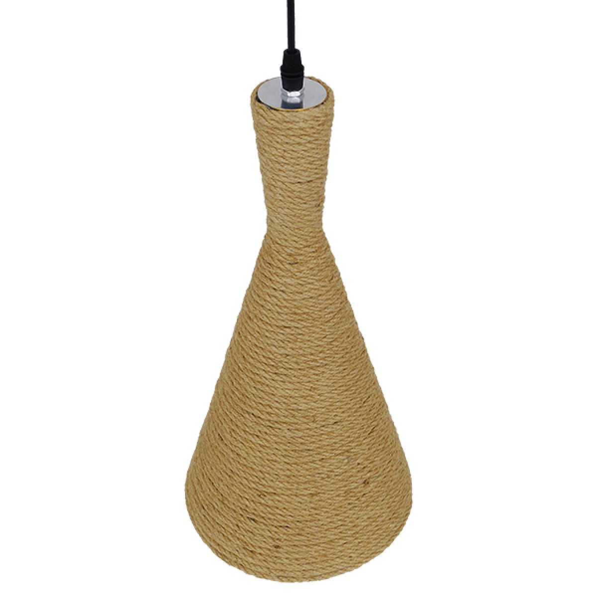 GloboStar® SHANGHAI ROPE 00918 Boho Κρεμαστό Φωτιστικό Καμπάνα Μονόφωτο 1 x E27 IP20 Μπεζ Σχοινί - Μ20 x Π20 x Υ39cm