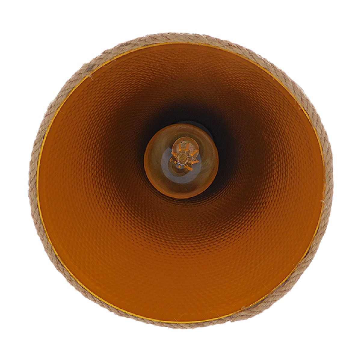 GloboStar® SHANGHAI ROPE 00918 Boho Κρεμαστό Φωτιστικό Καμπάνα Μονόφωτο 1 x E27 IP20 Μπεζ Σχοινί - Μ20 x Π20 x Υ39cm