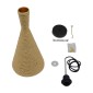 GloboStar® SHANGHAI ROPE 00918 Boho Κρεμαστό Φωτιστικό Καμπάνα Μονόφωτο 1 x E27 IP20 Μπεζ Σχοινί - Μ20 x Π20 x Υ39cm