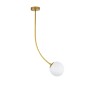 GloboStar® DRIZZLE 00921 Μοντέρνο Φωτιστικό Οροφής Μπάλα Μονόφωτο 1 x E27 IP20 Χρυσό Μέταλλο με Λευκό Γυαλί - Μ15 x Π15 x Υ100cm