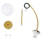 GloboStar® DRIZZLE 00921 Μοντέρνο Φωτιστικό Οροφής Μπάλα Μονόφωτο 1 x E27 IP20 Χρυσό Μέταλλο με Λευκό Γυαλί - Μ15 x Π15 x Υ100cm