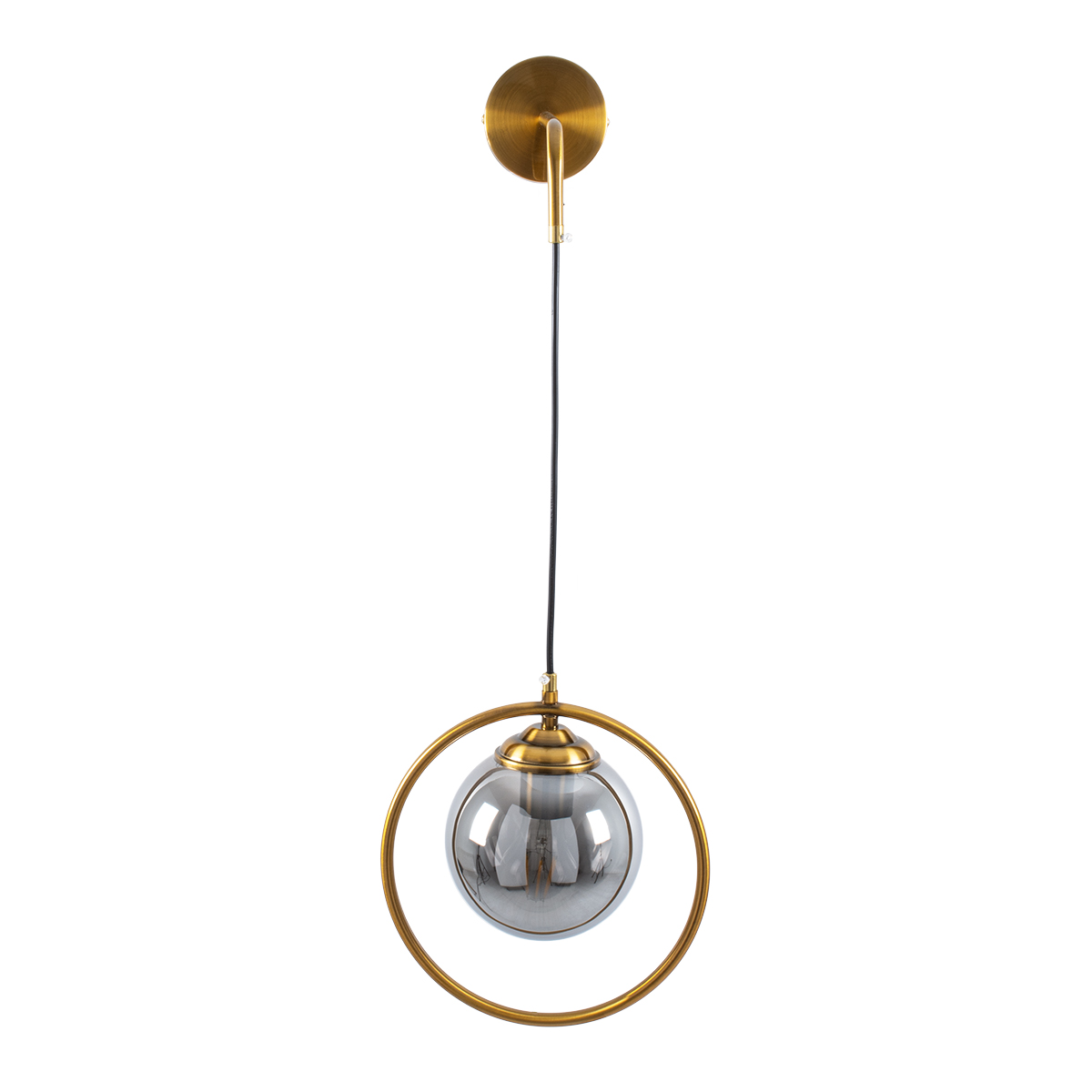 GloboStar® VIENNA 00923 Μοντέρνο Επιτοίχιο Φωτιστικό Απλίκα Μονόφωτο 1 x E27 IP20 Χρυσό Μέταλλο με Ασημί Γυαλί - Μ25 x Π23 x Υ27cm
