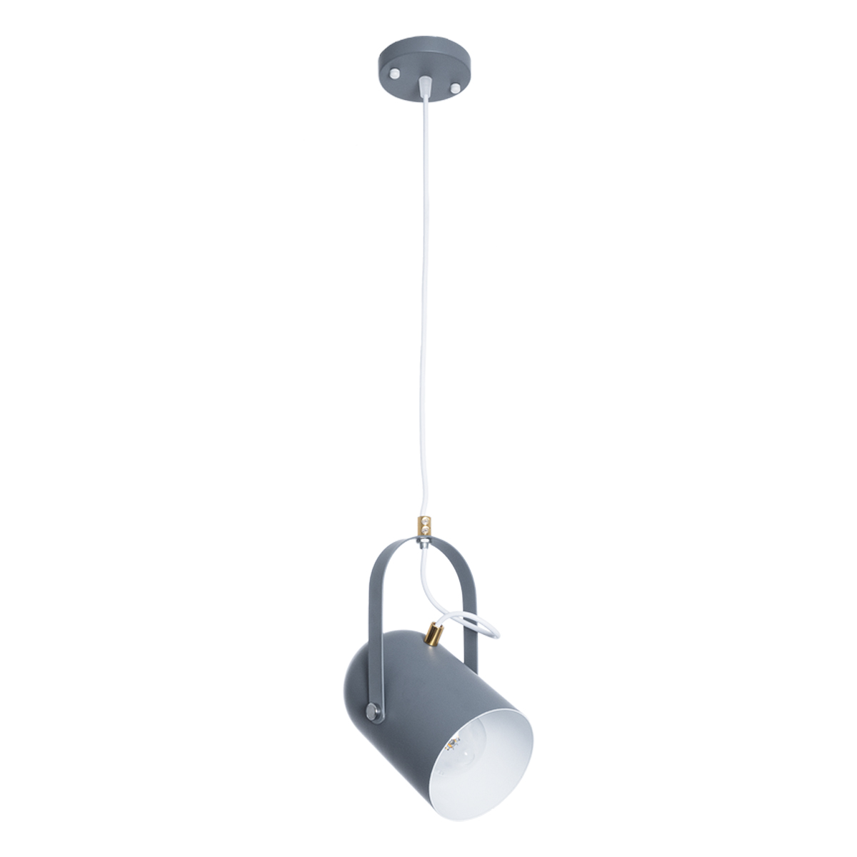 GloboStar® HAZEL 00925 Μοντέρνο Κρεμαστό Φωτιστικό Ανάρτηση Μονόφωτο 1 x E27 IP20 Γκρι, Λευκό & Χρυσό Μέταλλο - Μ12 x Π12 x Υ27cm