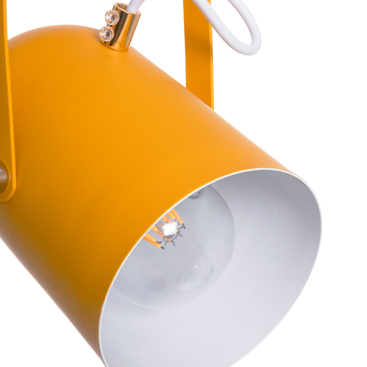 GloboStar® HAZEL 00926 Μοντέρνο Κρεμαστό Φωτιστικό Ανάρτηση Μονόφωτο 1 x E27 IP20 Πορτοκαλί, Λευκό & Χρυσό Μέταλλο - Μ12 x Π12 x Υ27cm