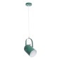 GloboStar® HAZEL 00928 Μοντέρνο Κρεμαστό Φωτιστικό Ανάρτηση Μονόφωτο 1 x E27 IP20 Πράσινο, Άσπρο & Χρυσό Μέταλλο - Μ12 x Π12 x Υ27cm