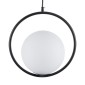 GloboStar® MADRID 00931 Μοντέρνο Κρεμαστό Φωτιστικό Μπάλα Μονόφωτο 1 x E27 IP20 Μαύρο Μέταλλο με Λευκό Γυαλί - Μ30 x Π20 x Υ30cm
