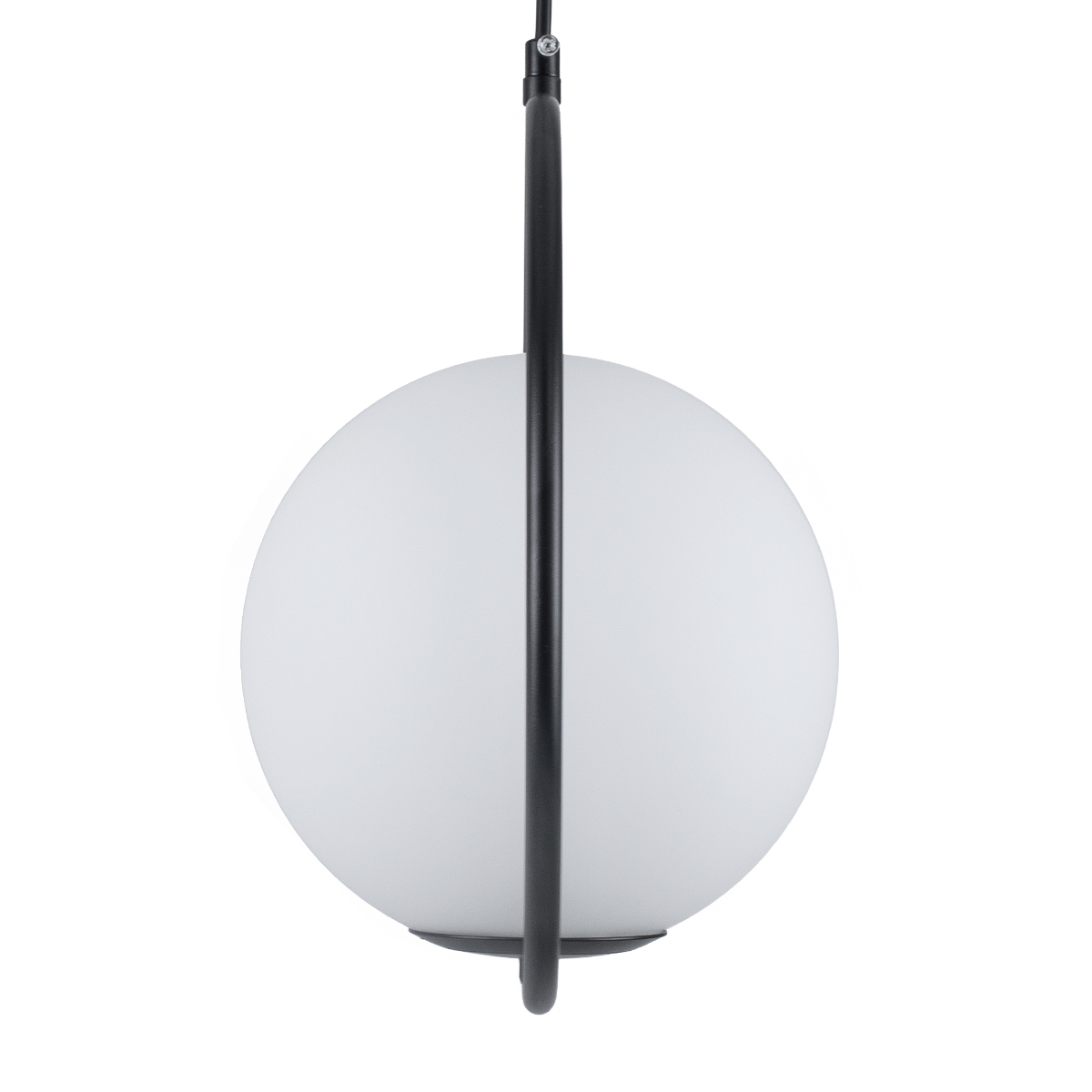 GloboStar® MADRID 00931 Μοντέρνο Κρεμαστό Φωτιστικό Μπάλα Μονόφωτο 1 x E27 IP20 Μαύρο Μέταλλο με Λευκό Γυαλί - Μ30 x Π20 x Υ30cm