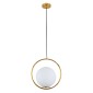 GloboStar® MADRID 00932 Μοντέρνο Κρεμαστό Φωτιστικό Μπάλα Μονόφωτο 1 x E27 IP20 Χρυσό Μέταλλο με Λευκό Γυαλί - Μ30 x Π20 x Υ30cm