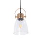 GloboStar® JAVER 00934 Vintage Κρεμαστό Φωτιστικό Καμπάνα Μονόφωτο 1 x E27 IP20 Διάφανο Γυαλί με Χάλκινο Μέταλλο - Μ14.5 x Π14.5 x Υ28cm