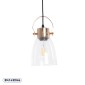 GloboStar® JAVER 00934 Vintage Κρεμαστό Φωτιστικό Καμπάνα Μονόφωτο 1 x E27 IP20 Διάφανο Γυαλί με Χάλκινο Μέταλλο - Μ14.5 x Π14.5 x Υ28cm