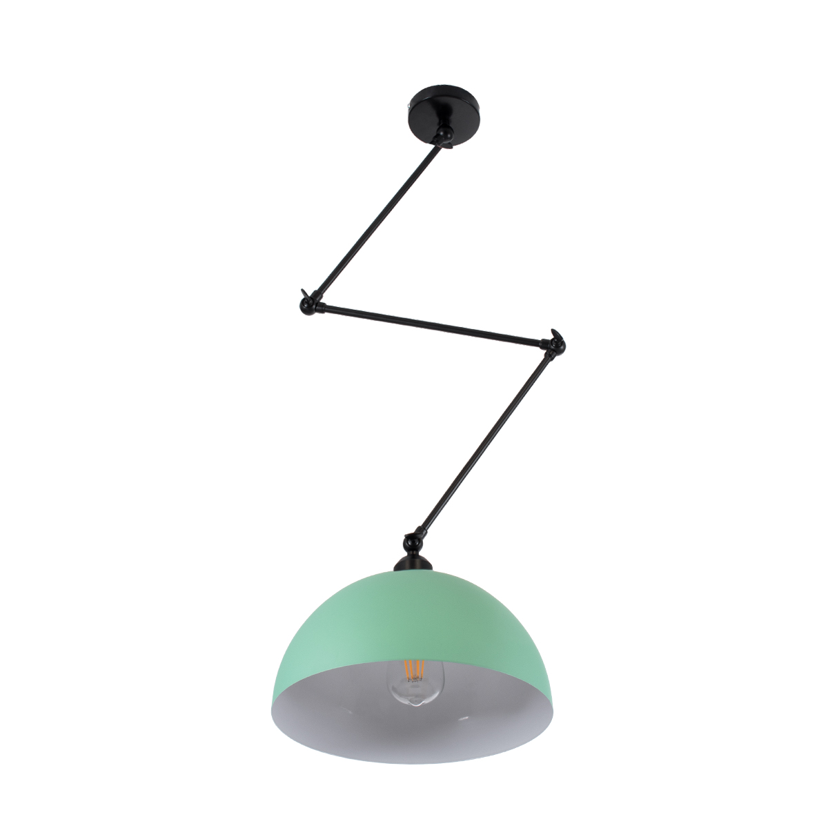 GloboStar® LOTUS 00936 Μοντέρνο Φωτιστικό Οροφής Καμπάνα Μονόφωτο 1 x E27 IP20 Πράσινο, Μαύρο & Λευκό Μέταλλο - Μ30 x Π30 x Υ21cm