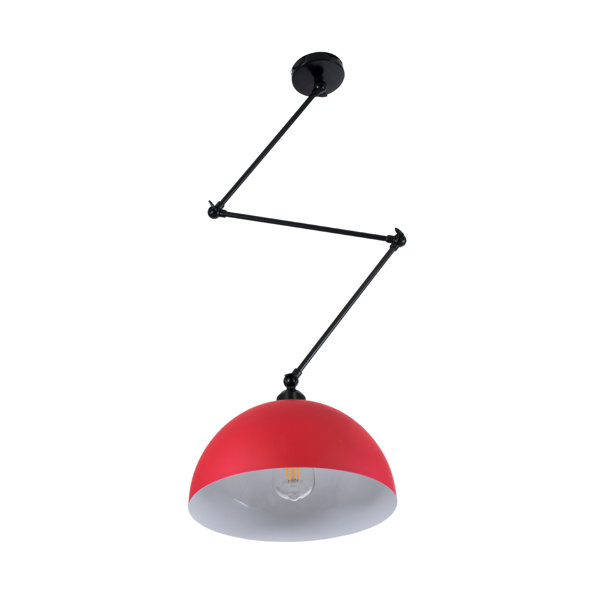 GloboStar® LOTUS 00938 Μοντέρνο Φωτιστικό Οροφής Καμπάνα Μονόφωτο 1 x E27 IP20 Κόκκινο, Μαύρο & Λευκό Μέταλλο - Μ30 x Π30 x Υ21cm
