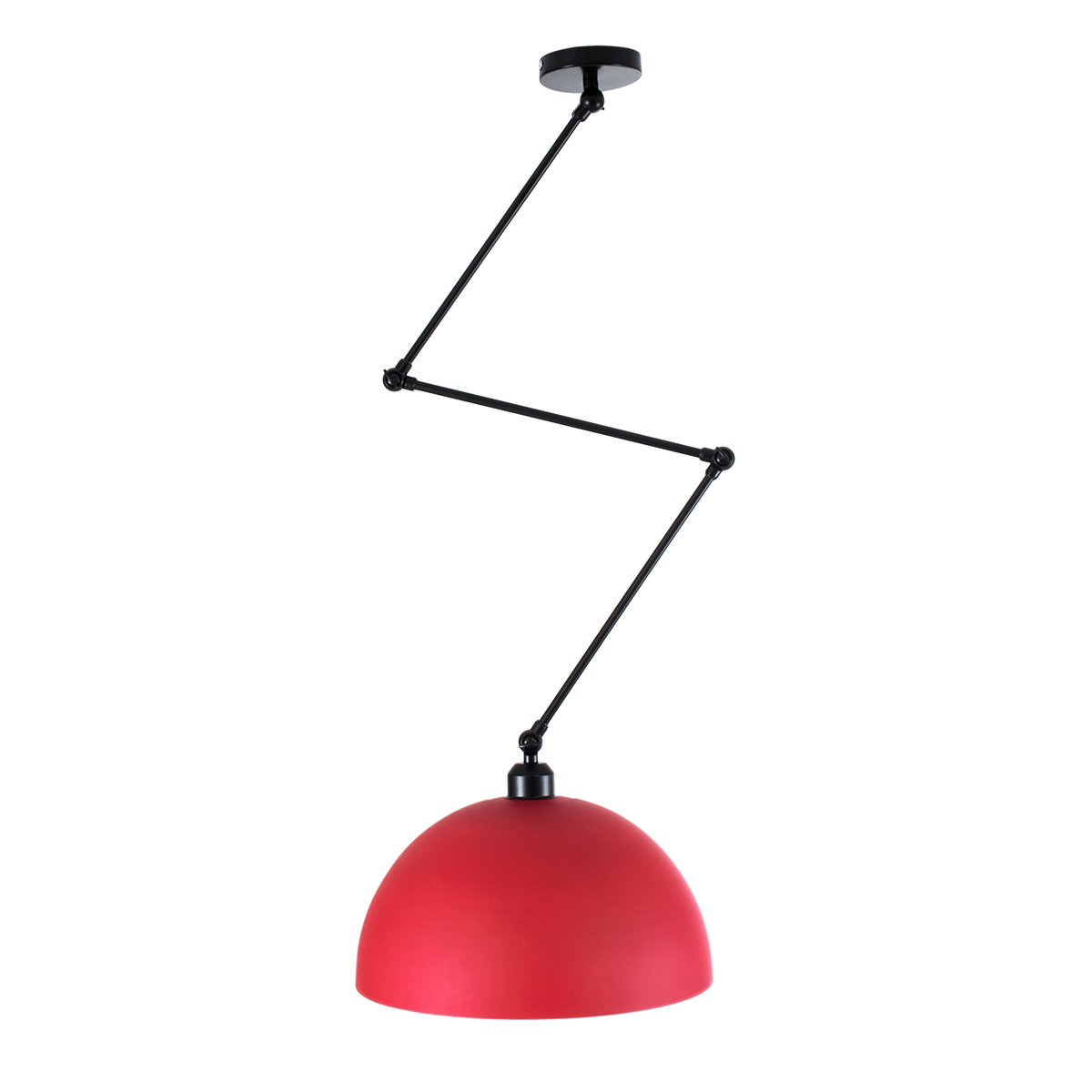 GloboStar® LOTUS 00938 Μοντέρνο Φωτιστικό Οροφής Καμπάνα Μονόφωτο 1 x E27 IP20 Κόκκινο, Μαύρο & Λευκό Μέταλλο - Μ30 x Π30 x Υ21cm