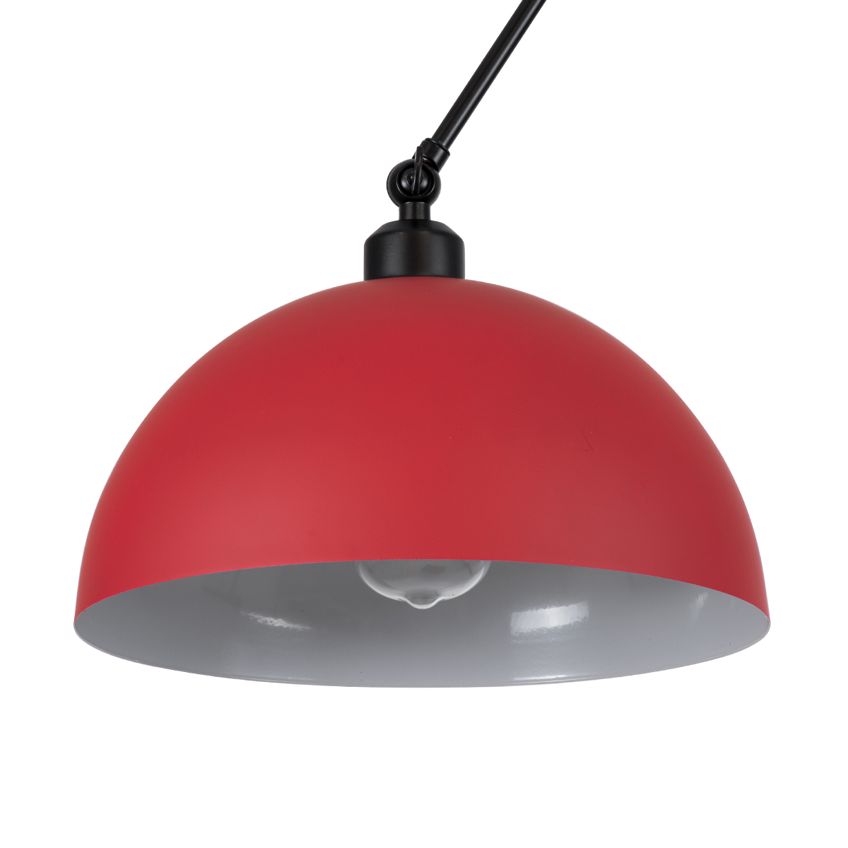GloboStar® LOTUS 00938 Μοντέρνο Φωτιστικό Οροφής Καμπάνα Μονόφωτο 1 x E27 IP20 Κόκκινο, Μαύρο & Λευκό Μέταλλο - Μ30 x Π30 x Υ21cm