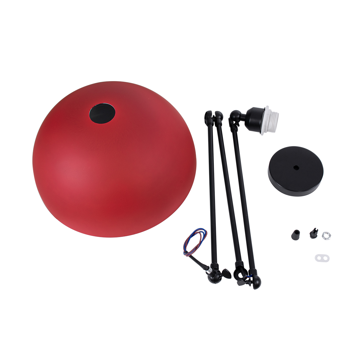 GloboStar® LOTUS 00938 Μοντέρνο Φωτιστικό Οροφής Καμπάνα Μονόφωτο 1 x E27 IP20 Κόκκινο, Μαύρο & Λευκό Μέταλλο - Μ30 x Π30 x Υ21cm