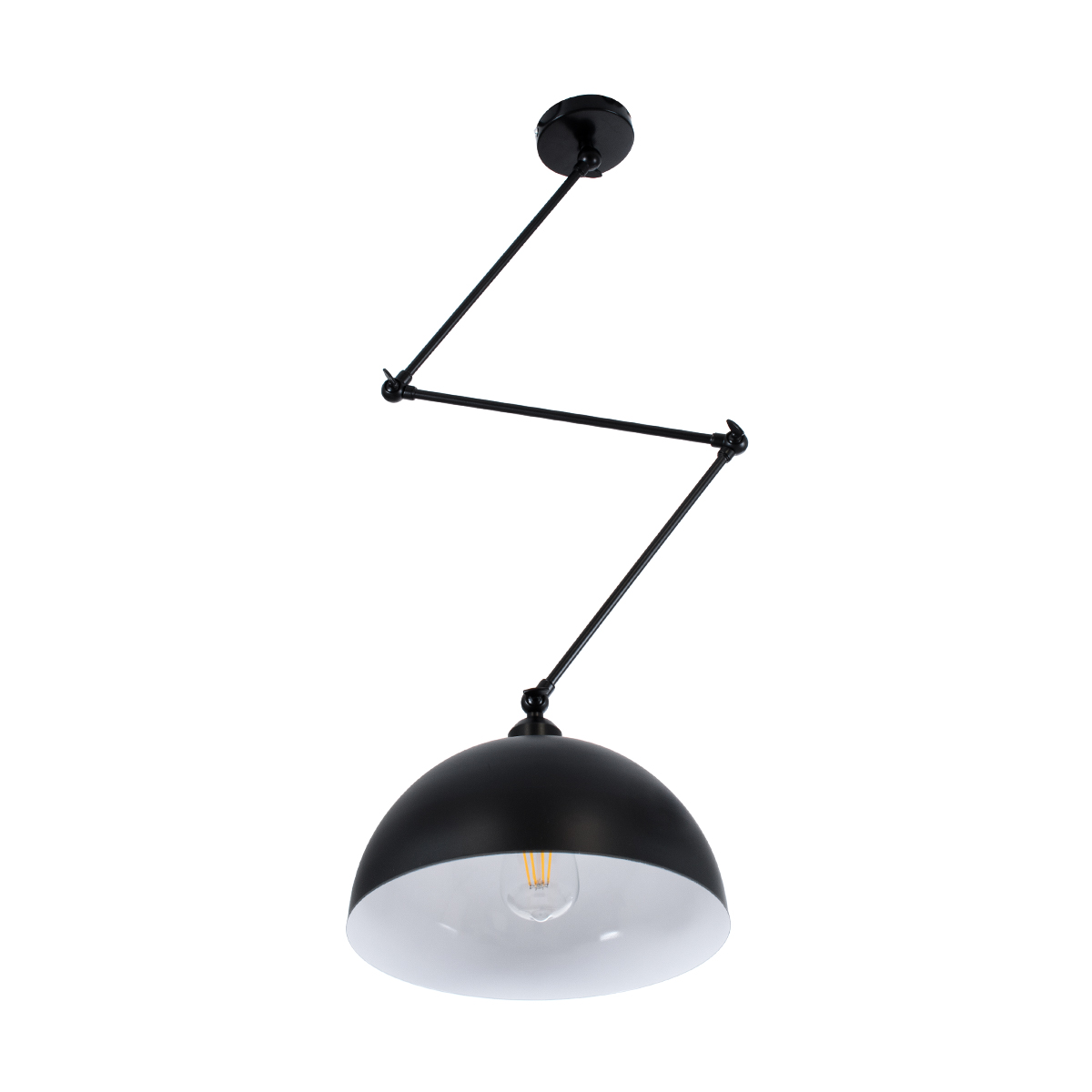 GloboStar® LOTUS 00939 Μοντέρνο Φωτιστικό Οροφής Καμπάνα Μονόφωτο 1 x E27 IP20 Μαύρο & Λευκό Μέταλλο - Μ30 x Π30 x Υ21cm