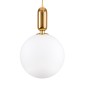 GloboStar® MAVERICK 00940 Μοντέρνο Κρεμαστό Φωτιστικό Μπάλα Μονόφωτο 1 x E27 IP20 Χρυσό Μέταλλο με Λευκό Γυαλί - Μ30 x Π30 x Υ48cm